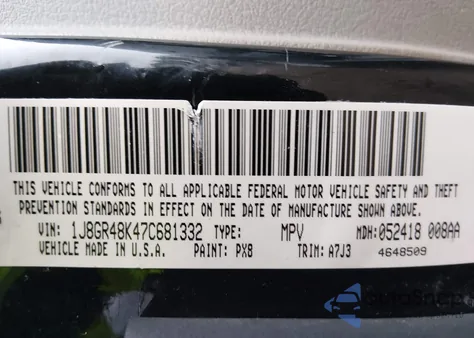2007 Jeep Grand Cherokee Laredo z USA, uszkodzony, nr VIN 1J8GR48K47C681332